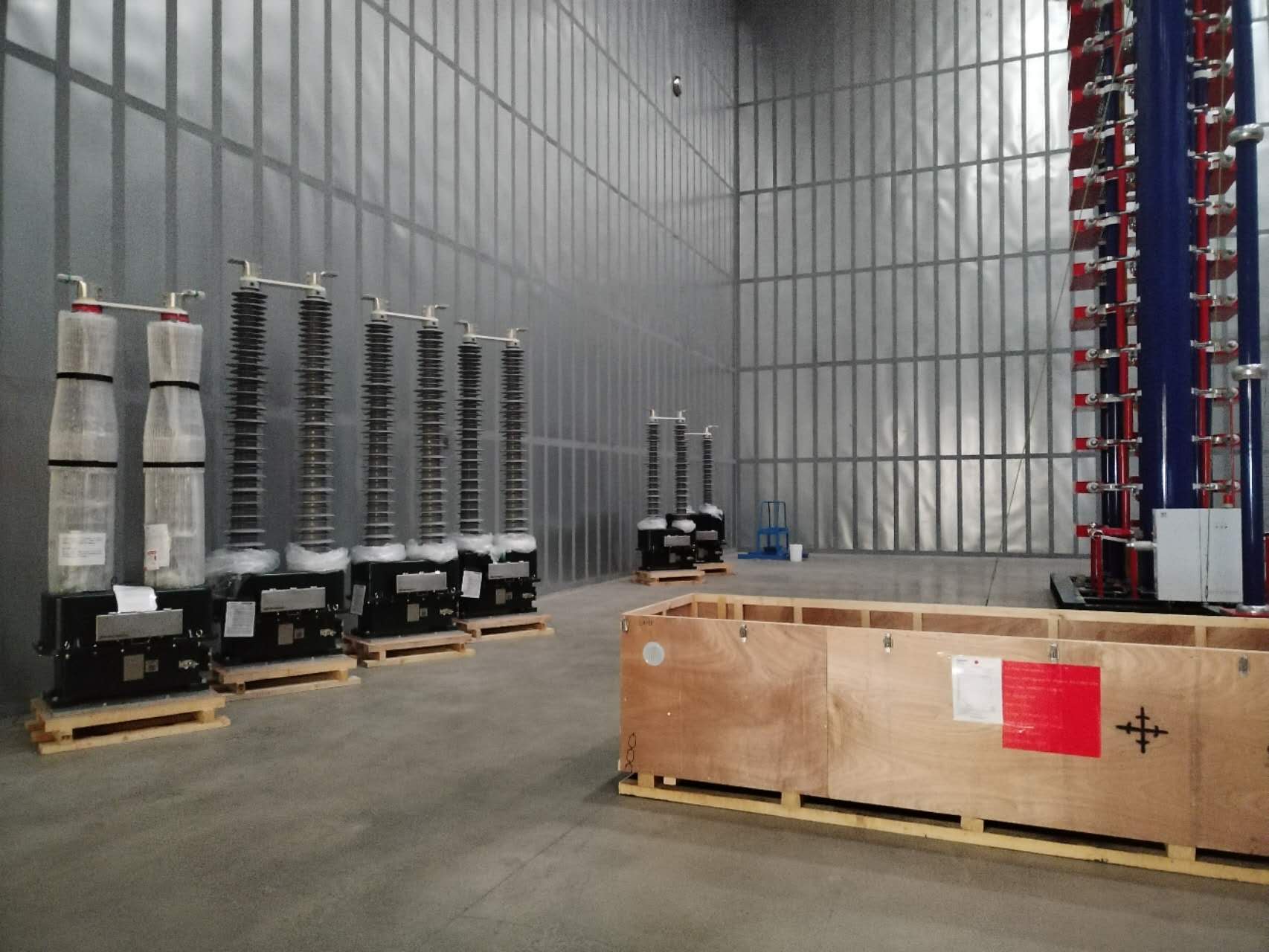 LRGBJ Dry Type Current Transformers Lined up in HV Test Lab